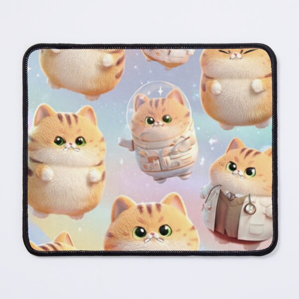 Item preview, Cute Kawaii Chubby Ginger Cat Salmon Pastel Seamless Pattern designed and sold by ChaemmRichStudio.