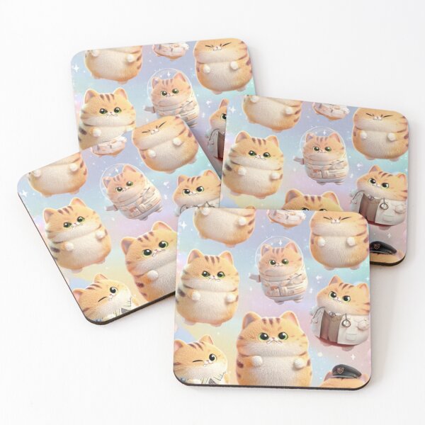 Item preview, Cute Kawaii Chubby Ginger Cat Salmon Pastel Seamless Pattern designed and sold by ChaemmRichStudio.