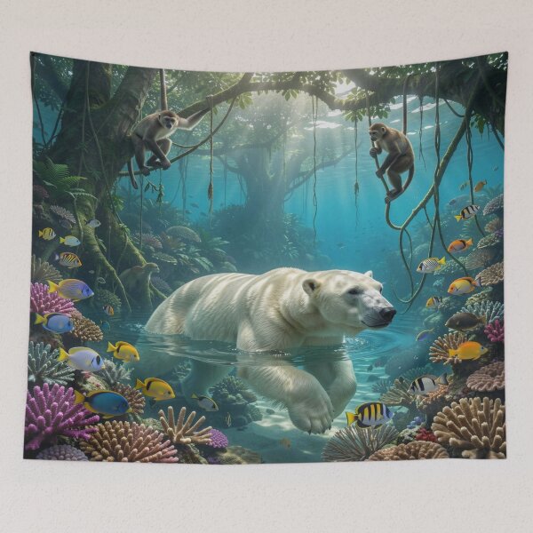Item preview, Arctic Bear Meets Jungle Life in a United World of Coral, Forest and Ocean Harmony designed and sold by FotoworldEdel.