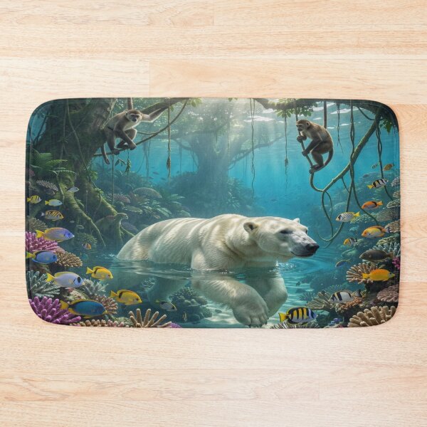 Item preview, Arctic Bear Meets Jungle Life in a United World of Coral, Forest and Ocean Harmony designed and sold by FotoworldEdel.