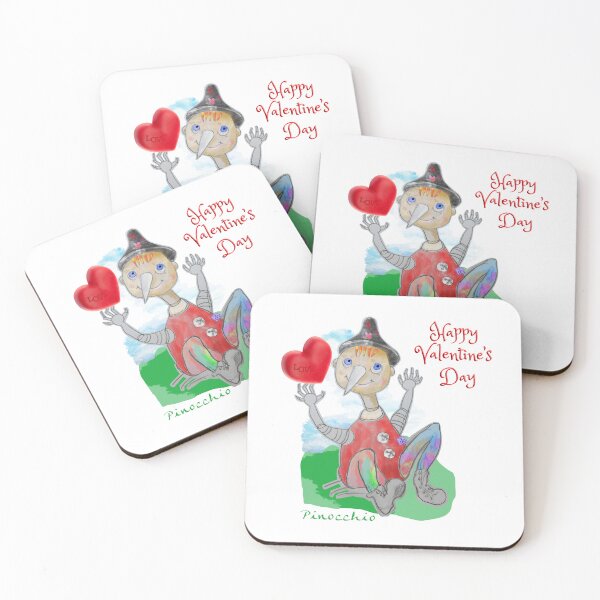 Item preview, Happy Valentine's Day - Playing Wood PINOCCHIO with Love Heart (Original Drawing by ACCI) designed and sold by VanyssaGraphics.