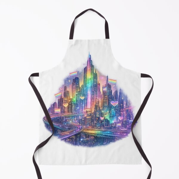 Item preview, LGBTQ Pride Rainbow Cyberpunk City Vaporwave Aesthetic Futuristic Skyline – Pride Month Gift designed and sold by ArtByTripti.
