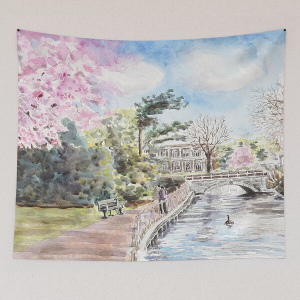 Item preview, England town London Town Carshalton The Grove Park in spring watercolor hand painted  designed and sold by SelenePaintings .