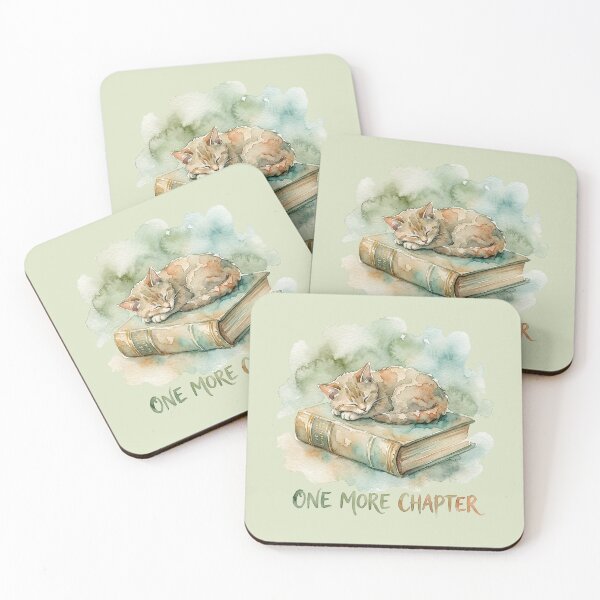 Item preview, One More Chapter: Sleeping Cat on Vintage Book Watercolor designed and sold by GrabaHuk.