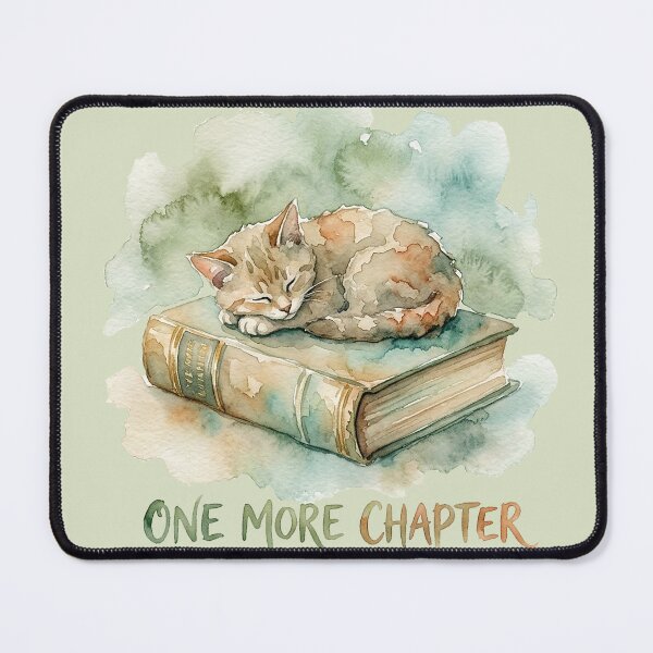 Item preview, One More Chapter: Sleeping Cat on Vintage Book Watercolor designed and sold by GrabaHuk.