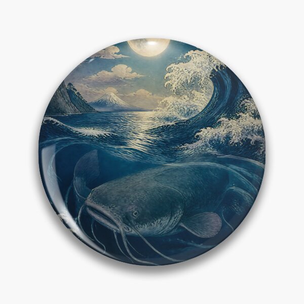 Item preview, Japanese Catfish Spirit – Namazu Yokai Great Wave Japanese Folklore Art designed and sold by kaxymax.