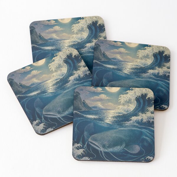 Item preview, Japanese Catfish Spirit – Namazu Yokai Great Wave Japanese Folklore Art designed and sold by kaxymax.