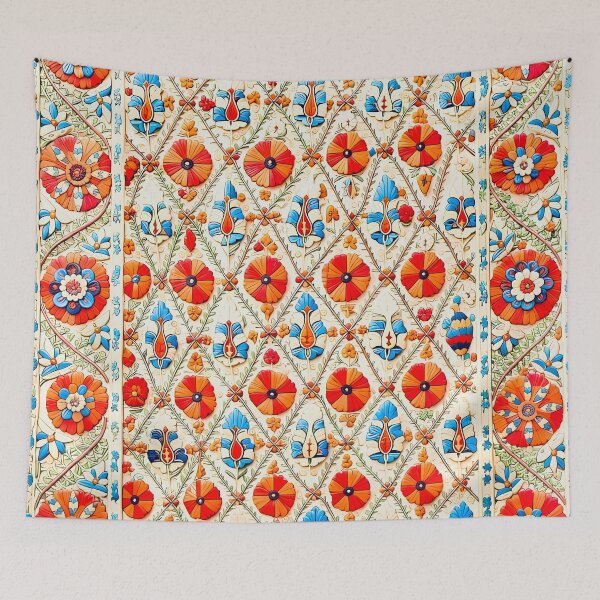 Item preview, Kermina Suzani Bokhara Uzbekistan Embroidery designed and sold by Vicky Brago-Mitchell®.