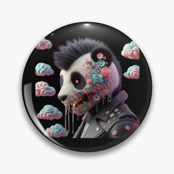 Item preview, Flower Face Punk Panda Skull in Leather Jacket designed and sold by LujziWorld.