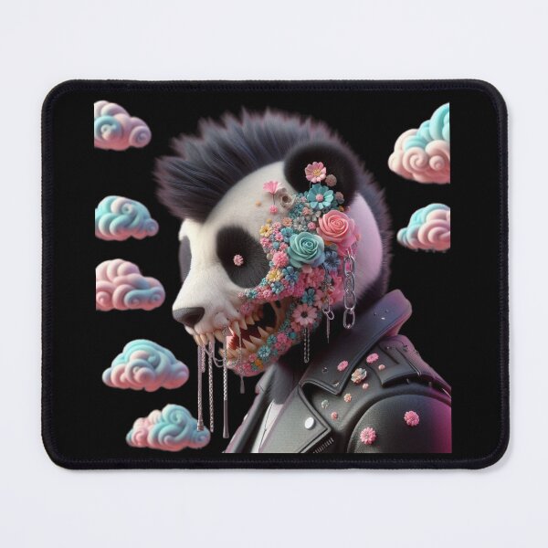 Item preview, Flower Face Punk Panda Skull in Leather Jacket designed and sold by LujziWorld.