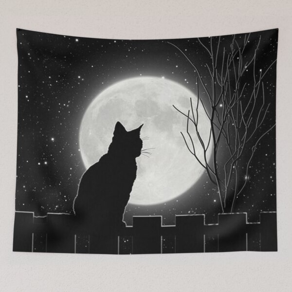 Item preview, Poster Silent night Cat looking at the full moon Painting designed and sold by gamalielRocky.