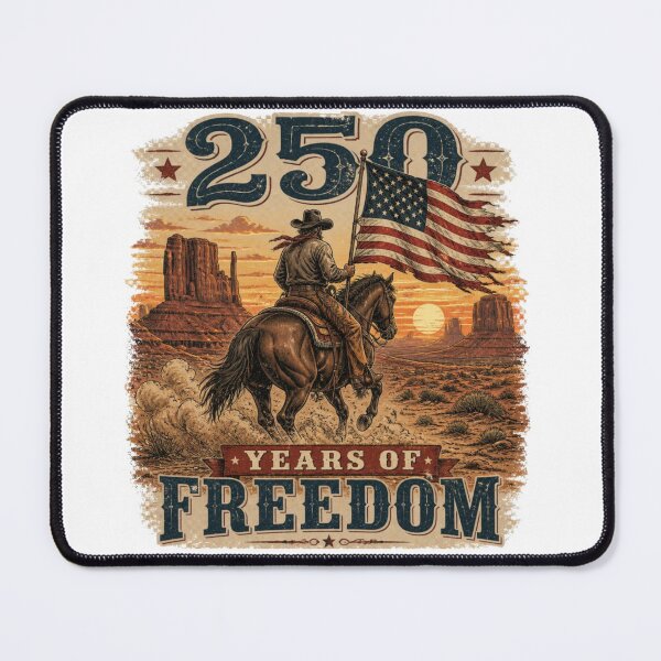 Item preview, 250 Years of Freedom Vintage Cowboy American Flag Monument Valley designed and sold by Meadowmood.