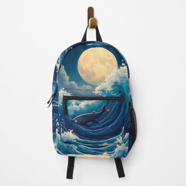 Item preview, Moonlit Ocean Spirit – Namazu Yokai Japanese Sea Legend Fantasy Wave Art designed and sold by kaxymax.