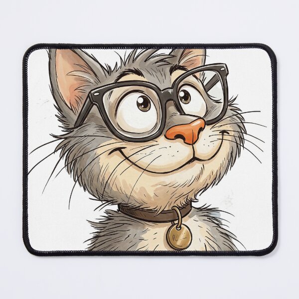 Item preview, Cute Happy Smart Cat Wearing Glasses designed and sold by CrystalMineArts.