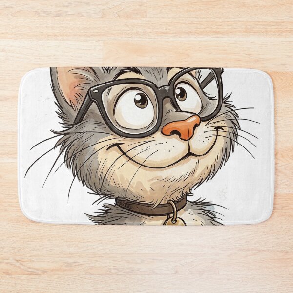 Item preview, Cute Happy Smart Cat Wearing Glasses designed and sold by CrystalMineArts.