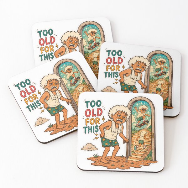 Item preview, Too Old For This – Funny Old Man Retro Cartoon Sticker with Nostalgic Portal Adventure designed and sold by Soeklahan07.