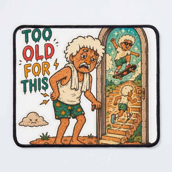 Item preview, Too Old For This – Funny Old Man Retro Cartoon Sticker with Nostalgic Portal Adventure designed and sold by Soeklahan07.
