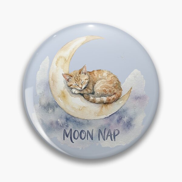 Item preview, Moon Nap: Sleeping Cat on a Crescent Moon Watercolor designed and sold by GrabaHuk.