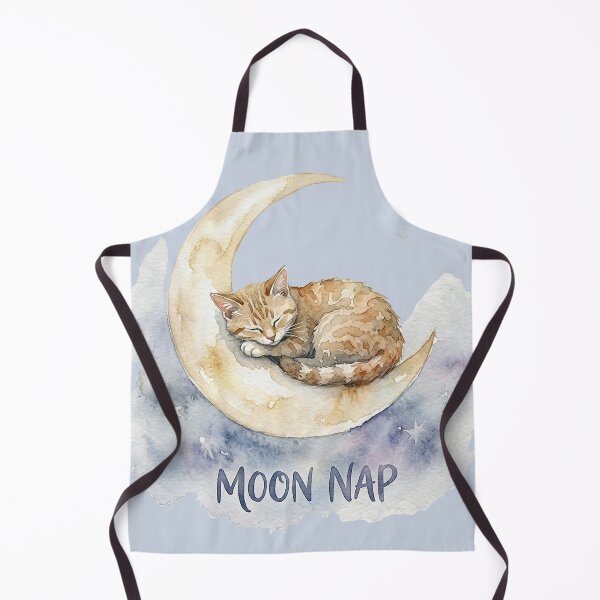 Item preview, Moon Nap: Sleeping Cat on a Crescent Moon Watercolor designed and sold by GrabaHuk.