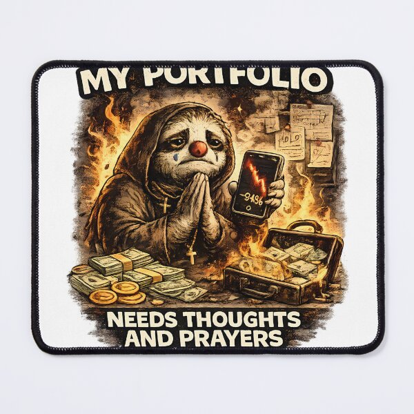 Item preview, My Portfolio Needs Thoughts And Prayers Funny Crypto Sloth Meme designed and sold by DryHumorPrints.
