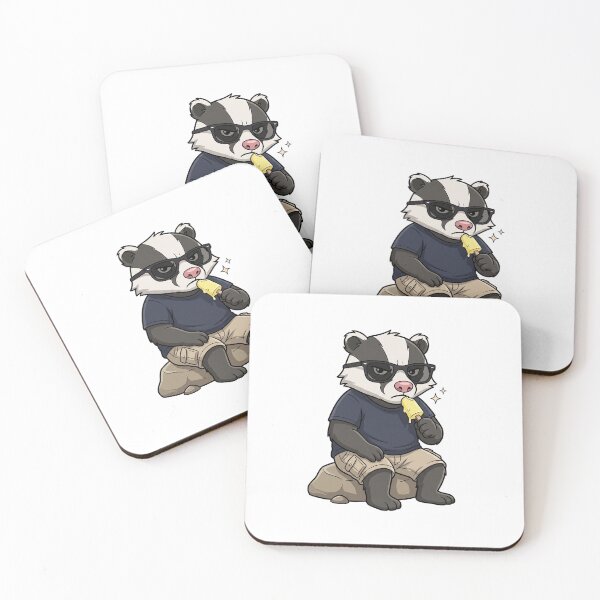 Item preview, Cool Summer Badger Eating Yellow Popsicle designed and sold by CrystalMineArts.
