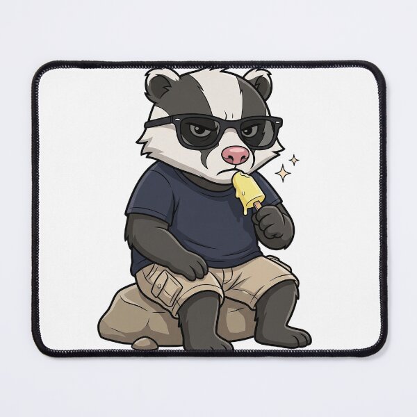 Item preview, Cool Summer Badger Eating Yellow Popsicle designed and sold by CrystalMineArts.