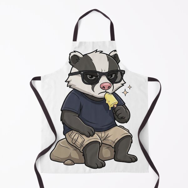 Item preview, Cool Summer Badger Eating Yellow Popsicle designed and sold by CrystalMineArts.