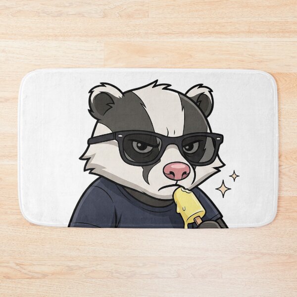 Item preview, Cool Summer Badger Eating Yellow Popsicle designed and sold by CrystalMineArts.