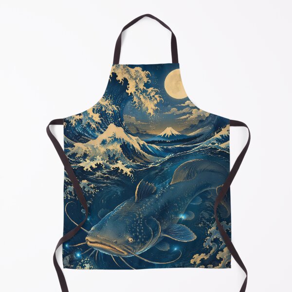 Item preview, Japanese Sea Monster Art – Namazu Yokai Great Wave Moonlit Ocean Poster designed and sold by kaxymax.