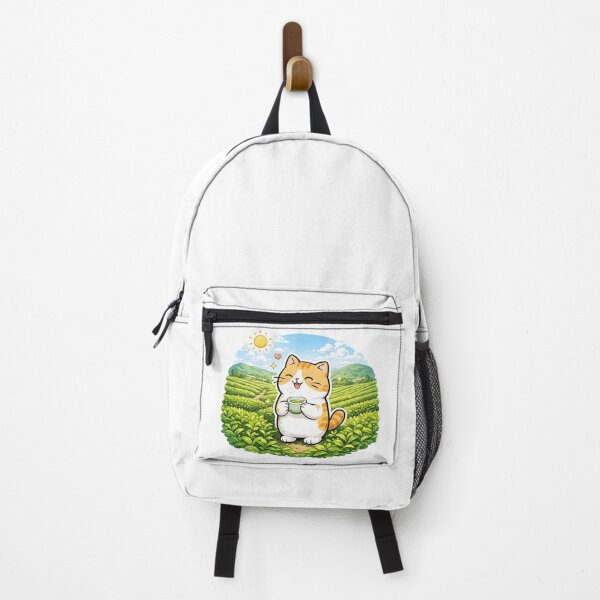 Item preview, Cute Orange Cat Drinking Matcha Green Tea Kawaii Field Ginger Kitty Illustration designed and sold by NoopnyangStudio.