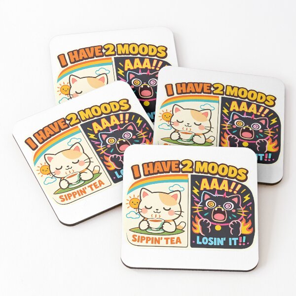 Item preview, I Have 2 Moods Funny Retro Cat Meme Sticker⁠ designed and sold by MIROUZ2000.