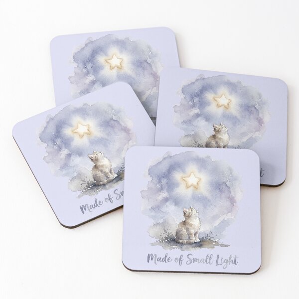 Item preview, Made of Small Light: Cat Gazing at a Glowing Star Watercolor designed and sold by GrabaHuk.