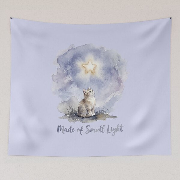 Item preview, Made of Small Light: Cat Gazing at a Glowing Star Watercolor designed and sold by GrabaHuk.