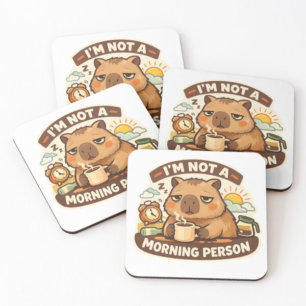 Item preview, Im Not A Morning Person Exhausted Capybara Sticker⁠ designed and sold by MIROUZ2000.