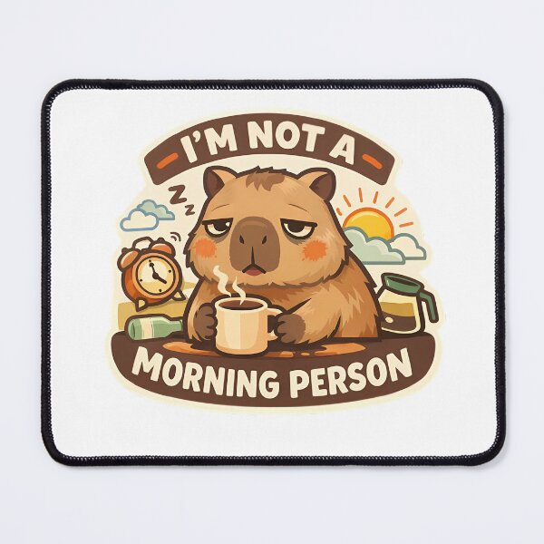 Item preview, Im Not A Morning Person Exhausted Capybara Sticker designed and sold by MIROUZ2000.