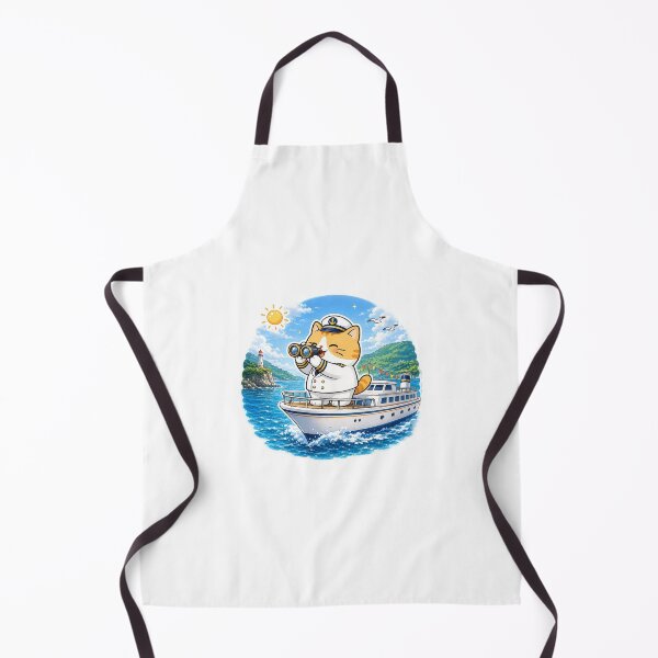 Item preview, Cute Orange Cat Sailor Captain Cruise Ship Kawaii Ocean Ginger Kitty Illustration designed and sold by NoopnyangStudio.