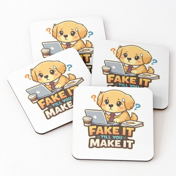 Item preview, Fake It Till You Make It Funny Puppy Corporate Meme Sticker⁠ designed and sold by MIROUZ2000.