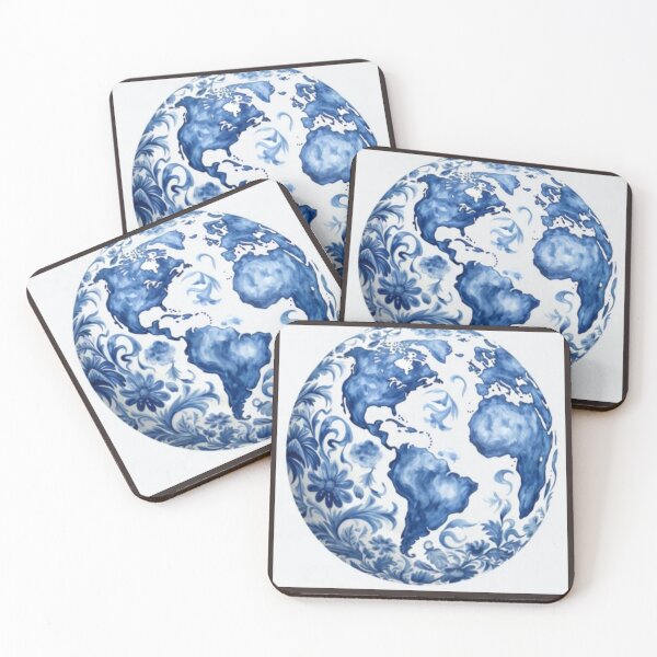 Item preview, Blue World Map Floral Artwork  designed and sold by NivyasArtistry.