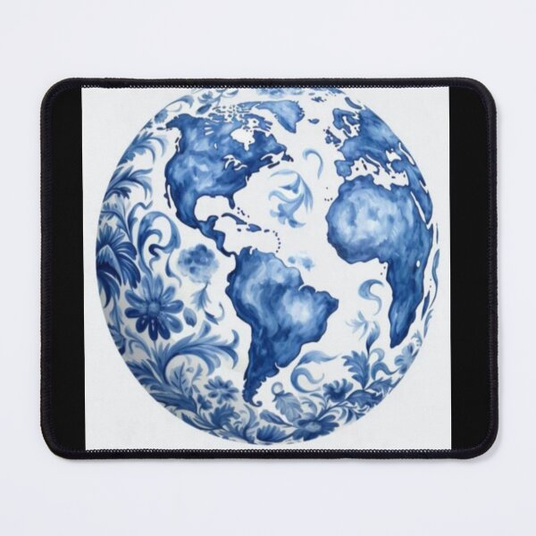 Item preview, Blue World Map Floral Artwork  designed and sold by NivyasArtistry.