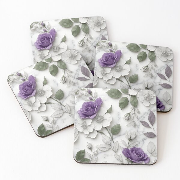 Item preview, Purple Rose Marble Floral Art designed and sold by IntelliMindDesigns.