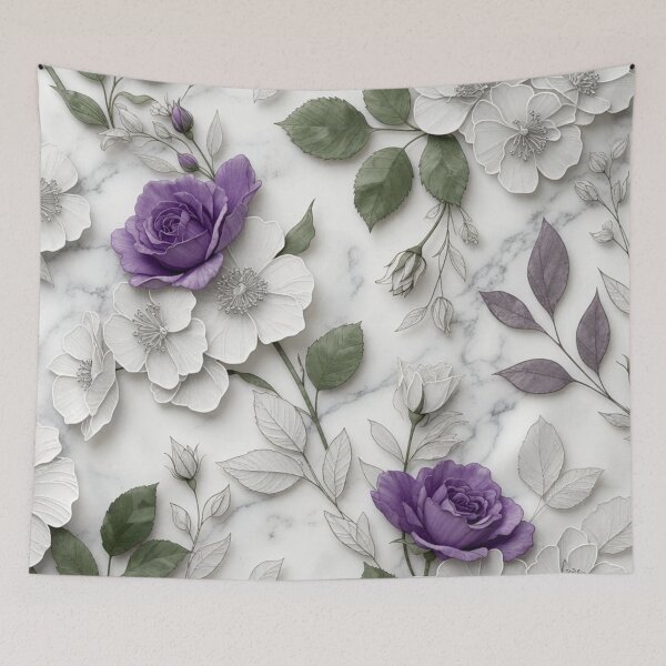 Item preview, Purple Rose Marble Floral Art designed and sold by IntelliMindDesigns.
