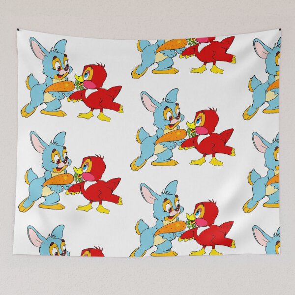 Item preview, Retro Cartoon Animal Friends - Kawaii Bunny & Red Bird  designed and sold by Tokraz-art.