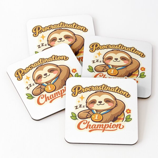 Item preview, Procrastination Champion Cute Retro Sloth Meme Sticker⁠ designed and sold by MIROUZ2000.