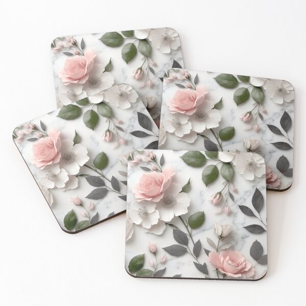 Item preview, Soft Pink Rose Marble Flowers designed and sold by IntelliMindDesigns.