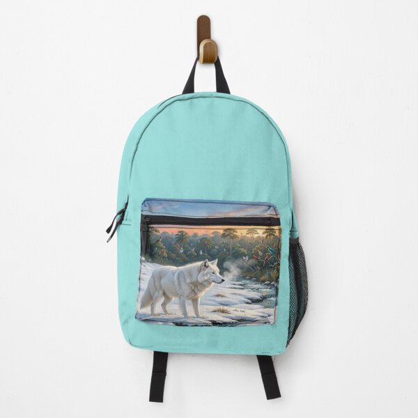 Item preview, White Wolf and Tropical Birds in a United World of Snow, Forest Light and Nature Harmony designed and sold by FotoworldEdel.