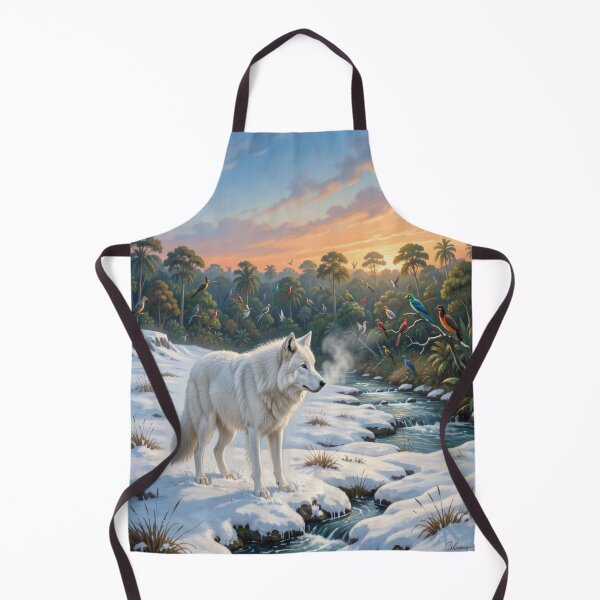 Item preview, White Wolf and Tropical Birds in a United World of Snow, Forest Light and Nature Harmony designed and sold by FotoworldEdel.