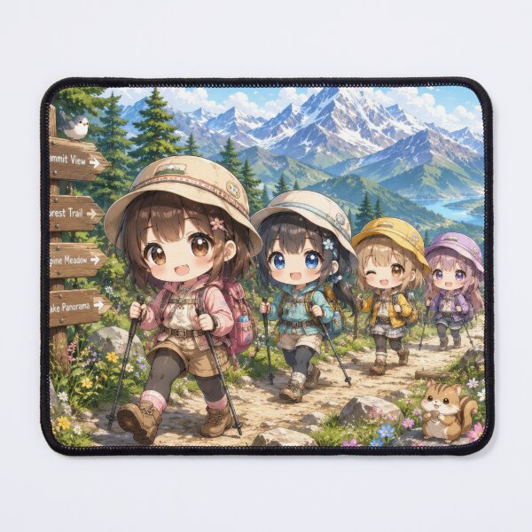Item preview, Cute Chibi Girls Hiking a Mountain Trail designed and sold by konkapo00.