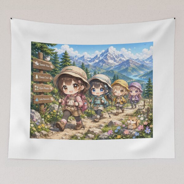 Item preview, Cute Chibi Girls Hiking a Mountain Trail designed and sold by konkapo00.