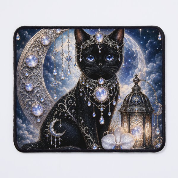 Item preview, Moonstone Dreamkeeper Cat Celestial Guardian of Intuition Peaceful Dreams and Moonlit Beginnings Fantasy Art designed and sold by Mindworx21.