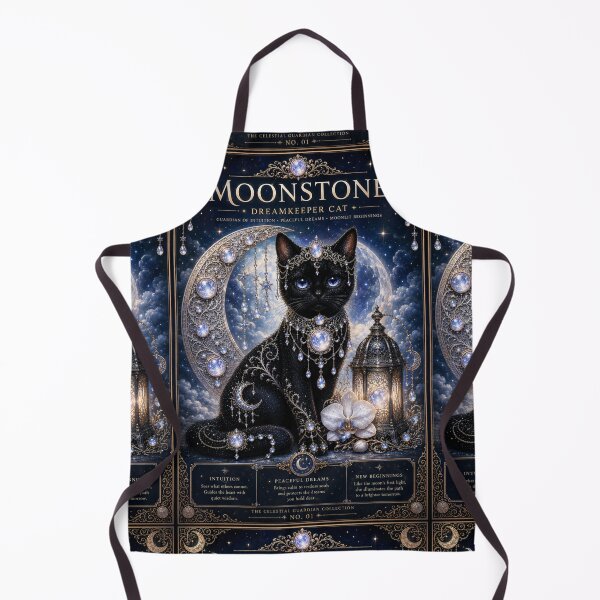 Item preview, Moonstone Dreamkeeper Cat Celestial Guardian of Intuition Peaceful Dreams and Moonlit Beginnings Fantasy Art designed and sold by Mindworx21.